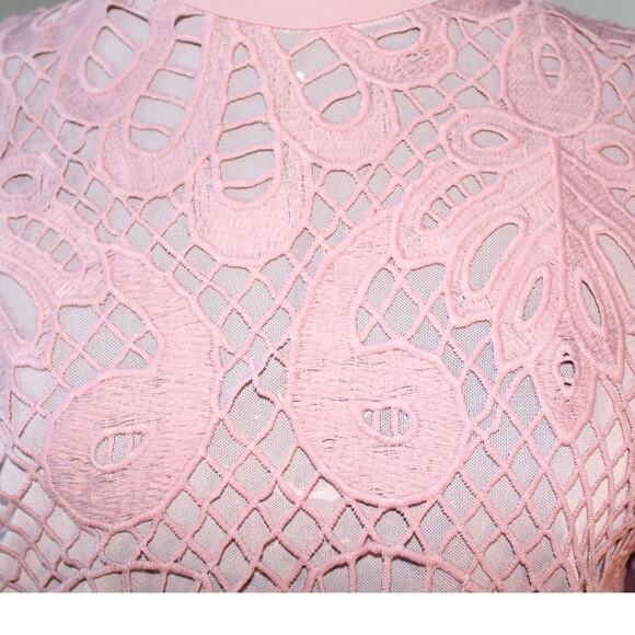 Lace Long Sleeve Mauve Wide Leg Jumpsuit Embroidered Formal Wear Women’s Small - Picture 3 of 4